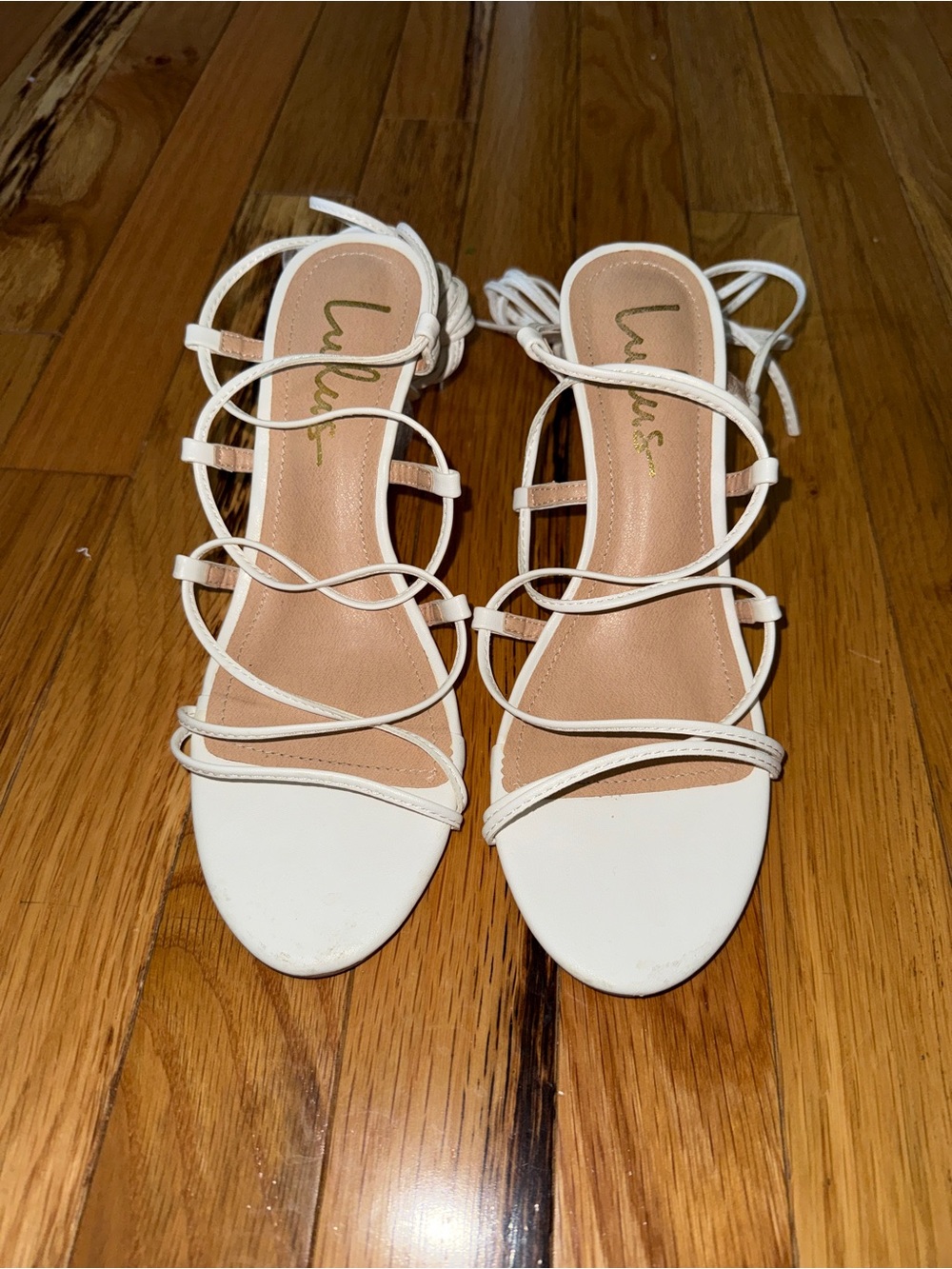 Lulu's White Lace-Up Strappy Heeled Sandals